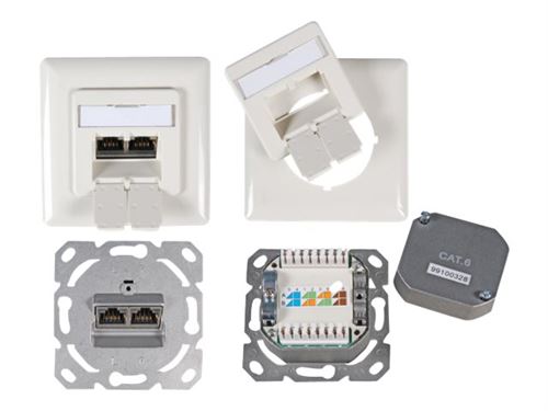 EFB-Elektronik Data Outlet - Prise à montage encastré - RJ-45 X 2 - blanc, RAL 9010