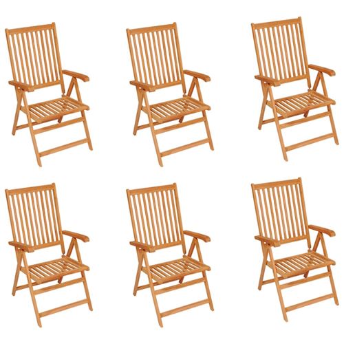 Vidaxl Beige Chaises De Jardin 6 Pcs Avec Coussins Bois De Teck - Image 2