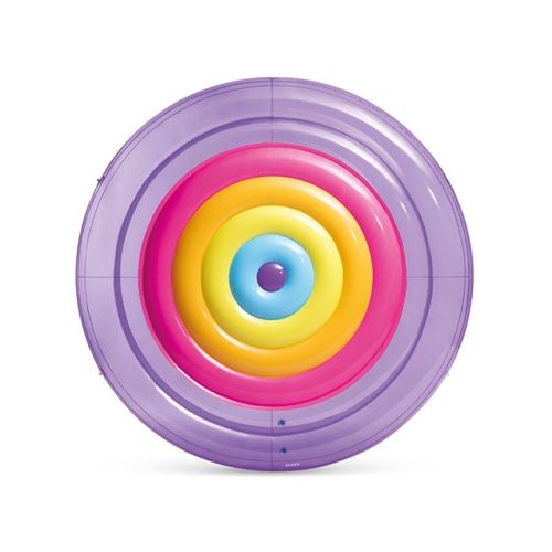 INTEX - Isla hinchable gigante, 201 cm, Diseño arcoíris, Cuerda de agarre y 2 cámaras de aire, Incluye parche reparación, Flotador doble adulto, Colchonetas hinchables, Colchoneta piscina
