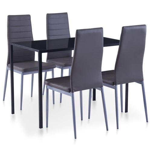 VIDAXL - Ensemble de table de salle à manger - 5 pièces - Gris - Image 2