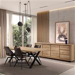 ALTOBUY Ensemble séjour table repas et buffet URIDSON 200cm piètement X aspect bois Hudson Oak Marron