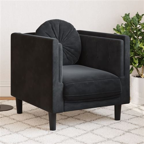 Non Communiqué Noir Vidaxl Fauteuil Avec Coussin Velours