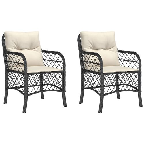 Vidaxl Noir Chaises Jardin 2 Pièces Résine Tressée - Image 3