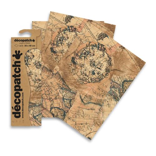 3 feuilles Décopatch - Carte monde 806