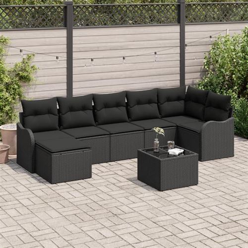 Vidaxl Noir Ensemble De Canapé De Jardin Polyrotin - Image 2
