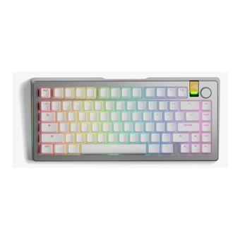 Glorious GMMK3 PRO HE - Clavier - préassemblé - 75% - rétro-éclairé - sans fil - 2.4 GHz, Bluetooth, USB - QWERTY - US - commutateur : Glorious Fox HE switches - argent - 1