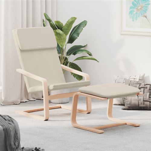 Non Communiqué Crème Chaise De Relaxation Avec Repose Pied Tissu