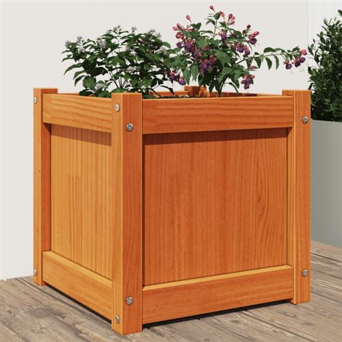Vidaxl Marron Jardinière Bois De Pin 40X40x40 Cm - Cire - Image 3