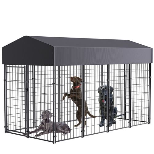 Meilleurs prix pour Chenil pour chiens, utilisation en extérieur, couverture imperméable, XXL-47x98x65in