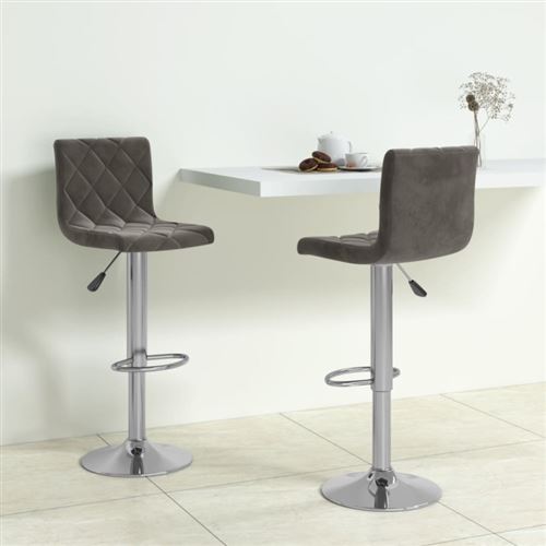 VIDAXL - Tabourets de bar - Velours - Gris - Lot de 2 - Image 3