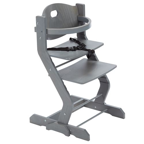 Chaise haute avec barreau de securité gris