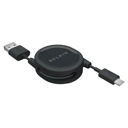 Belkin PRO Series - Câble USB - USB (M) pour mini USB type B (M) - 0.79 m - rétractable - noir