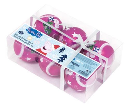 Pack de 6 boules de sapin diamètre 8cm. par Peppa Pig ARDITEX PP14017