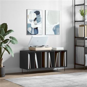 Armoire à disques noir 100x38x48 cm bois d ingénierie - 1