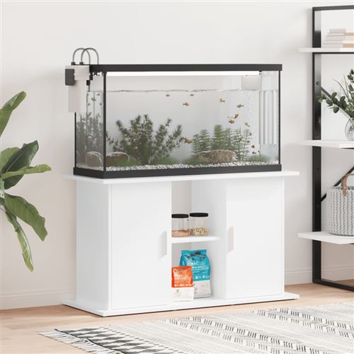 Support d'aquarium blanc brillant 101x41x58cm bois d'ingénierie