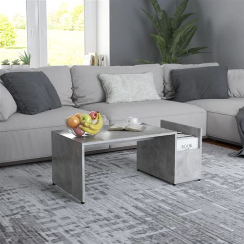 vidaXL Table basse Gris béton 90x45x35 cm Aggloméré