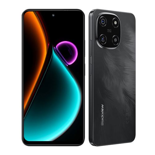 Smartphone Blackview Color 6 -6.67 -24Go -256Go -5000mAh-50MP-13MP,Empreinte digitale-Dual SIM 4G Android 15-Téléphone Portable -Noir-199.4g