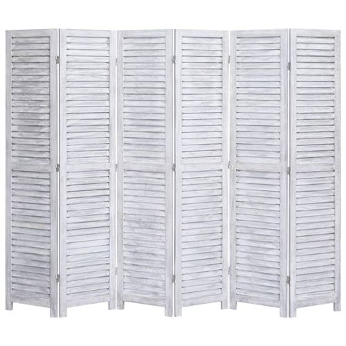 vidaXL Cloison de séparation 6 panneaux Gris 210x165 cm Bois