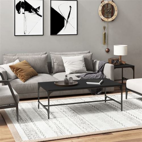 VIDAXL - Table basse - Salon - Noir - 100x50x35 cm - Image 2
