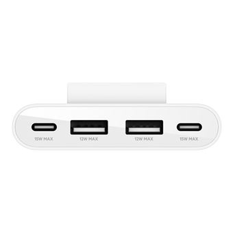 Belkin BOOST CHARGE - Bande de charge - 4 connecteurs de sortie (2 x USB, 2 x USB-C) - blanc