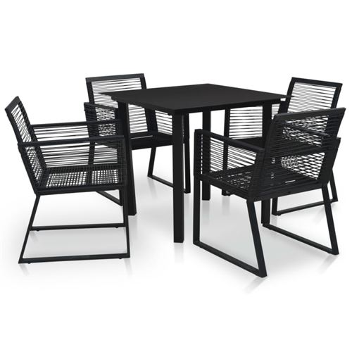 Vidaxl Noir Ensemble À Manger D Extérieur 5 Pcs Rotin Pvc - Image 2