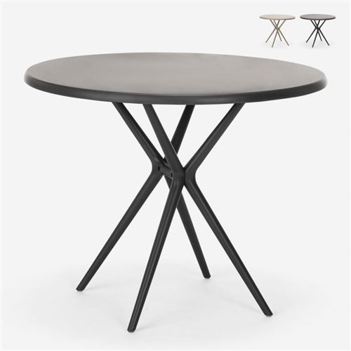 Table ronde polypropylène 80 cm jardin cuisine bar restaurant Gang 80, Couleur: Noir