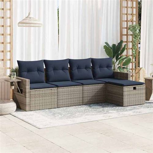 Non Communiqué Gris Salon De Jardin Generique Resine Tressee 5 Pieces 55 X 53 X 55 Cm