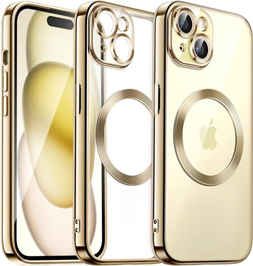 Coque Silicone Pour iPhone 15 Couleur Or Compatible Magsafe Little Boutik®