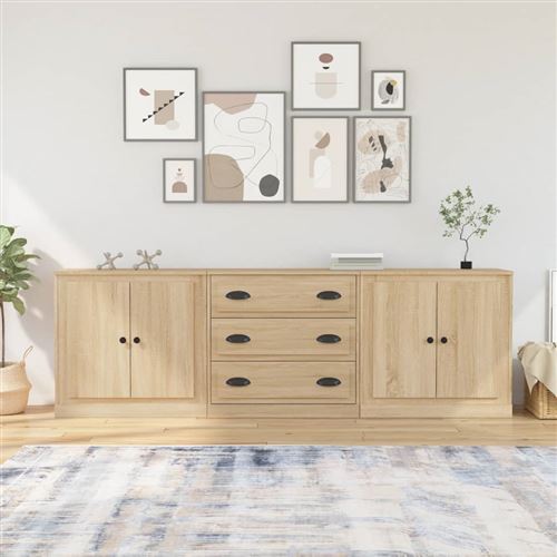 Non Communiqué Marron Vidaxl Buffets 3 Pcs Chêne Sonoma Bois D'ingénierie
