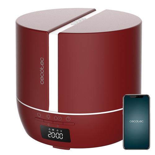 Diffuseur d'huiles essentielles Cecotec PureAroma 550 Connected Garnet Rouge, Capacité de 500ml, Bluetooth