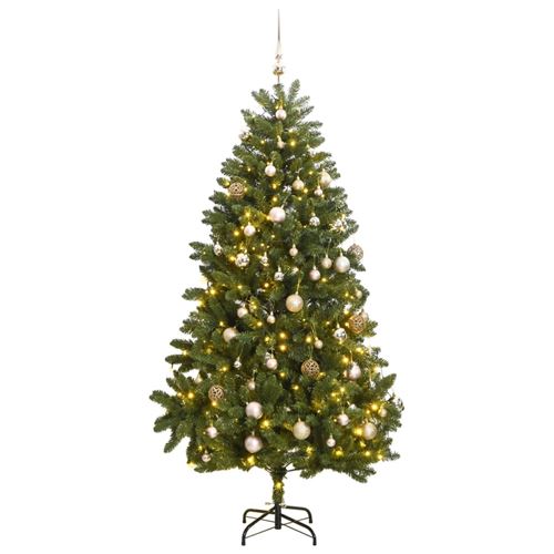 vidaXL Sapin de Noël artificiel articulé 300 LED et boules 270 cm