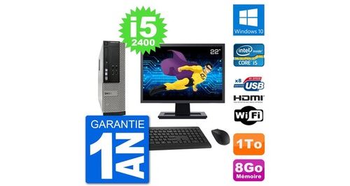 Pc dell 3010 sff ecran 22" intel i5-2400 ram 8go disque 1to hdmi windows 10 wifi