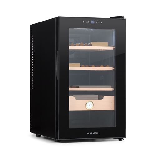 Cave À Cigares - Klarstein El Presidente 48 - 48 L - 3 Clayettes - 1 Compartiment En Bois De Cèdre