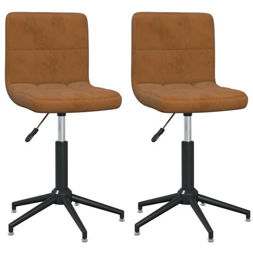 vidaXL Chaises pivotantes de salle à manger 2 pcs Marron Velours