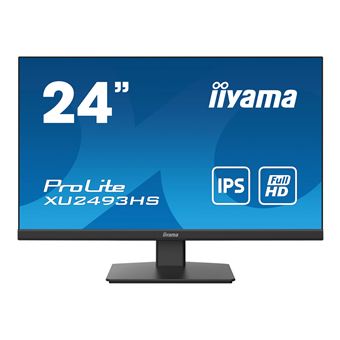 iiyama ProLite XU2493HS-B4 - Écran LED - 23.8" - 1920 x 1080 Full HD (1080p) @ 75 Hz - IPS - 250 cd/m² - 1000:1 - 4 ms - HDMI, VGA, DisplayPort - haut-parleurs - noir mat