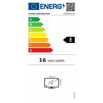 iiyama ProLite XU2493HS-B4 - Écran LED - 23.8" - 1920 x 1080 Full HD (1080p) @ 75 Hz - IPS - 250 cd/m² - 1000:1 - 4 ms - HDMI, VGA, DisplayPort - haut-parleurs - noir mat