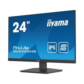 iiyama ProLite XU2493HS-B4 - Écran LED - 23.8" - 1920 x 1080 Full HD (1080p) @ 75 Hz - IPS - 250 cd/m² - 1000:1 - 4 ms - HDMI, VGA, DisplayPort - haut-parleurs - noir mat