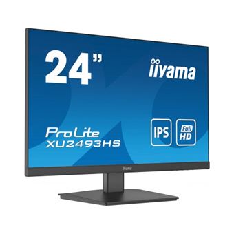 iiyama ProLite XU2493HS-B4 - Écran LED - 23.8" - 1920 x 1080 Full HD (1080p) @ 75 Hz - IPS - 250 cd/m² - 1000:1 - 4 ms - HDMI, VGA, DisplayPort - haut-parleurs - noir mat