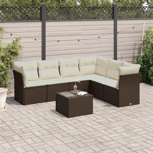 VIDAXL - Salon de jardin - 7 pièces - Marron - Image 2