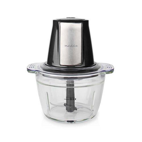 NEDIS Hacheur d'Aliments 500W 1L Verre 1 Vitesse 500W 21,4 Gris