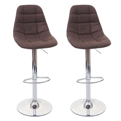 Non Communiqué Marron 2X Tabouret De Bar Mendler Hwc-A67, Tabouret De Bar Vintage Brun Foncé, Textile - Image 1