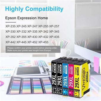 Pack de 10 cartouches d'encre compatible pour Epson 29 29XL