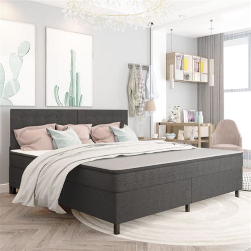 Vidaxl sommier tapissier gris fonc&eacute; tissu 200x200 cm 3054797