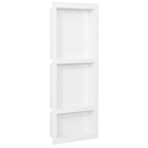 vidaXL Duschnische mit 3 Fächern Hochglanz-Weiß 41x99x9 cm