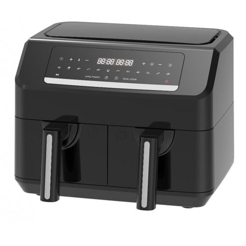 Non Communiqué Noir Friteuse Sans Huile De 7,2L 2400 Watts Avec Double Bacs Af 130376 1 De Emerio