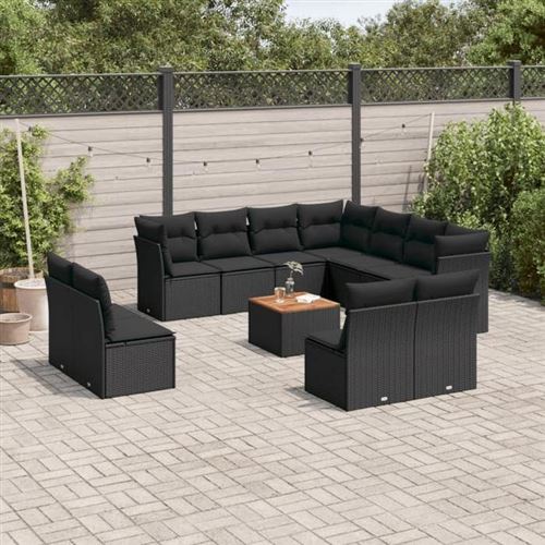 Non Communiqué Noir Salon De Jardin Modulable Vidaxl Resine Tressee 12 Pieces 11 Personnes