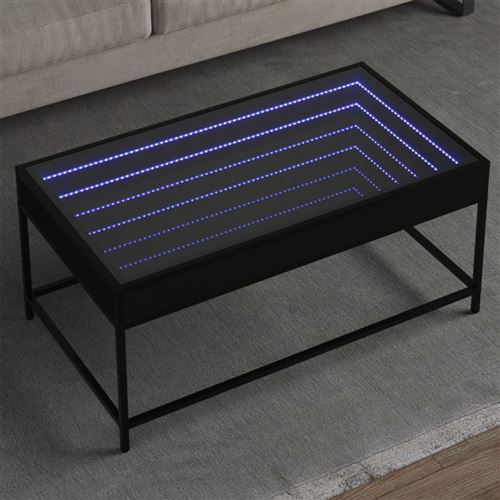 vidaXL Table basse avec LED infini noir 90x50x41 cm