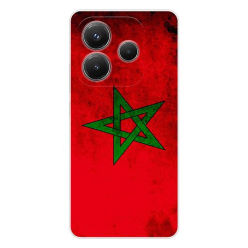 Coque en silicone imprimée compatible Xiaomi Redmi Note 14 5G Drapeau Maroc