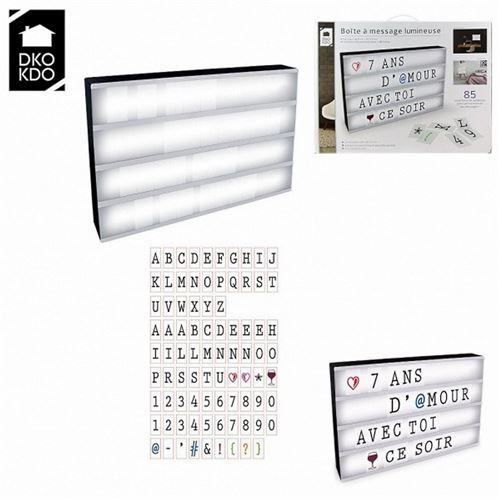 Boite A Message Lumineuse Multicolore 85 Lettre Symbole A3 43 X 32 X 7 Cm Deco