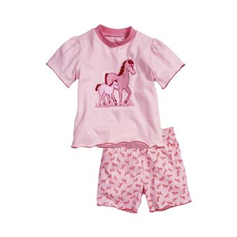 Playshoes pyjamas chevaux manches courtes rose fille - 1